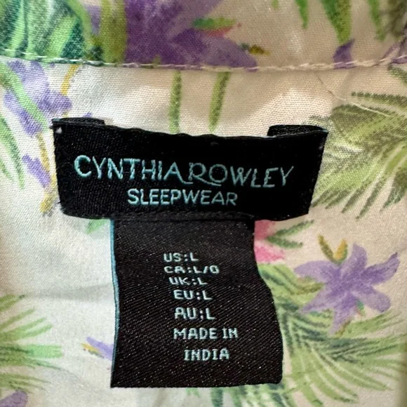 Cynthia Rowley Floral Palm Tropical Pajama Set – Top & Pants Size L - Picture 12 of 17